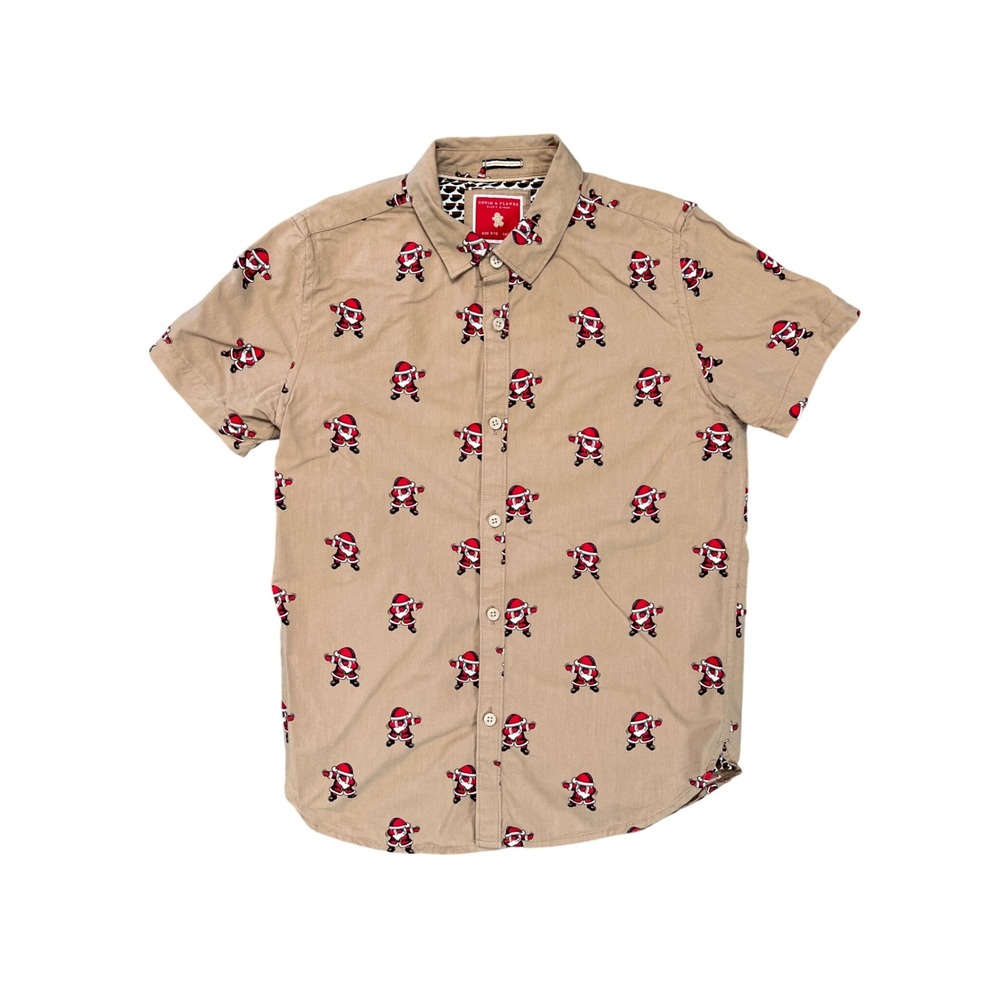 Denim & Flower Ricky Singh Kids Dabbing Santa Christmas Button Down Shirt 9/10
